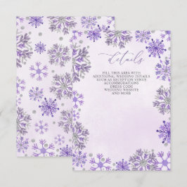 Cartão De Informações Flocos de Neve Roxo Prata Inverno Natal Casamento 