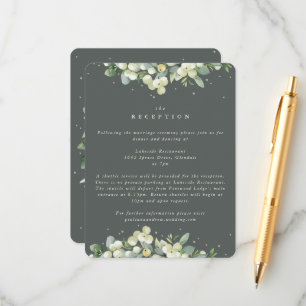 Cartão De Informações Flocos de Neve Verdes + Recepção de Casamento com 