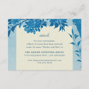 Cartão De Informações Flor Azul-Cereja Antiquado Japonês