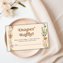 Cartão De Informações Flor Chá de fraldas Floral Raffle