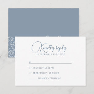 Cartão De Informações Flor de Campo Poeira Floral Azul Claro Branco Resp