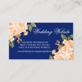 Cartão De Informações Flor de Casamento Laranja e Azul