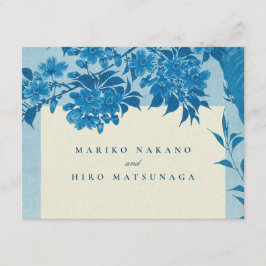 Cartão De Informações Flor de Cerejeira Azul Japonesa Antiga