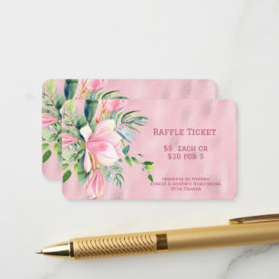 Cartão De Informações Flor de Magnólia Rosa em Rifas de Papel Alumínio R