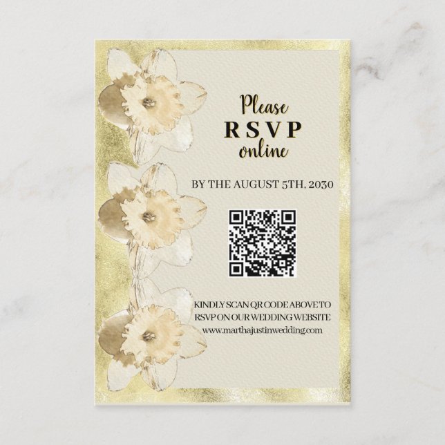 Cartão De Informações Flor de narciso elegante personalizada com moldura (Frente)