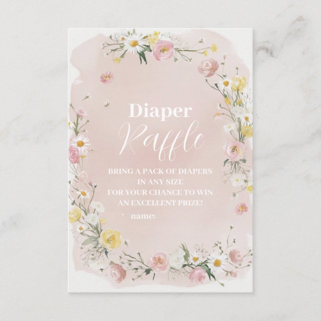 Cartão De Informações Flor Floral Frame Diapper Raffle (Frente)