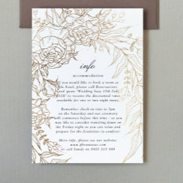 Cartão De Informações Flor Romântica Flower Wreath White Emerald Dourado