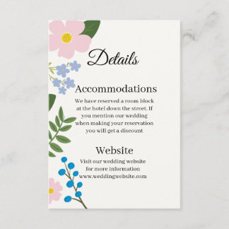 Cartão De Informações Flor Rosa Cor-de-Rosa de Encerramento de Casamento