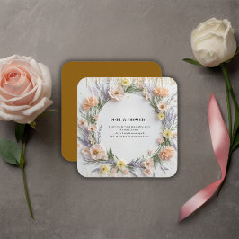 Cartão De Informações Flor Selvagem Pressa Dourada em Chá de fraldas Blo