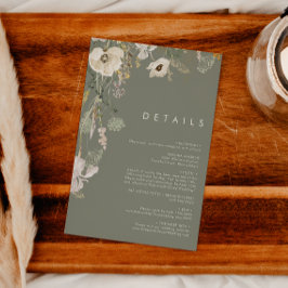 Cartão De Informações Flor Silvestre Caprichosa | Detalhes em Verde Salv