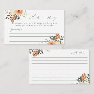 Cartão De Informações Flor Terracota Compartilha uma Placa de Receita