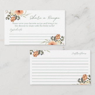 Cartão De Informações Flor Terracota Compartilha uma Placa de Receita
