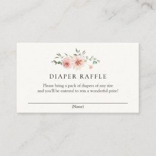 Cartão De Informações Florais Blush Pinks e Raffle Fralda Verde