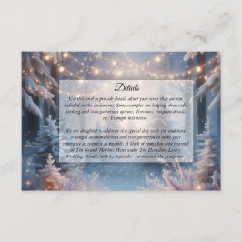 Cartão De Informações Florais de inverno no Casamento de Pinus Foscos