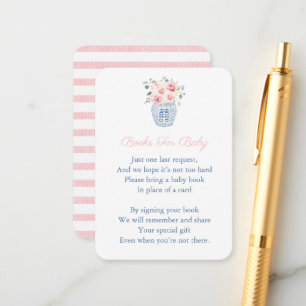 Cartão De Informações Florais Rosa Chinoiserie Traga Um Chá de fraldas 