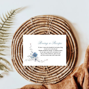 Cartão De Informações Floral Algo azul da receita do Livro para a noiva