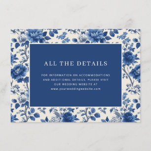 Cartão De Informações Floral Azul Elegante