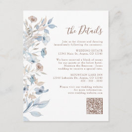 Cartão De Informações Floral Azul Elegante