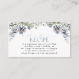 Cartão De Informações Floral Azul Elegante Traga Uma Receita
