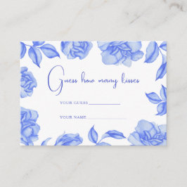 Cartão De Informações Floral blue - How many kisses bridal game