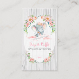 Cartão De Informações Floral Boho Elephant Fralda Raffle
