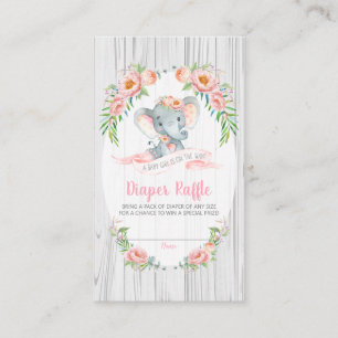 Cartão De Informações Floral Boho Elephant Fralda Raffle