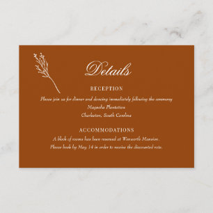 Cartão De Informações Floral Botânica Minimalista   Pormenores sobre Cas