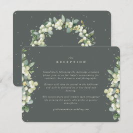 Cartão De Informações Floral Cinza Verde + Recepção com Bordas de Eucali