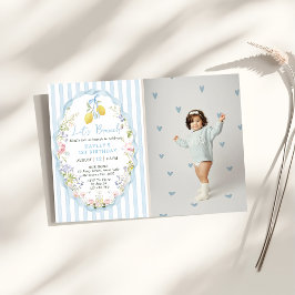 Cartão De Informações Floral Citrus Lemon Birthday Invitations