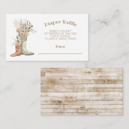Cartão De Informações Floral Cowboy Boots Fralda Raffle