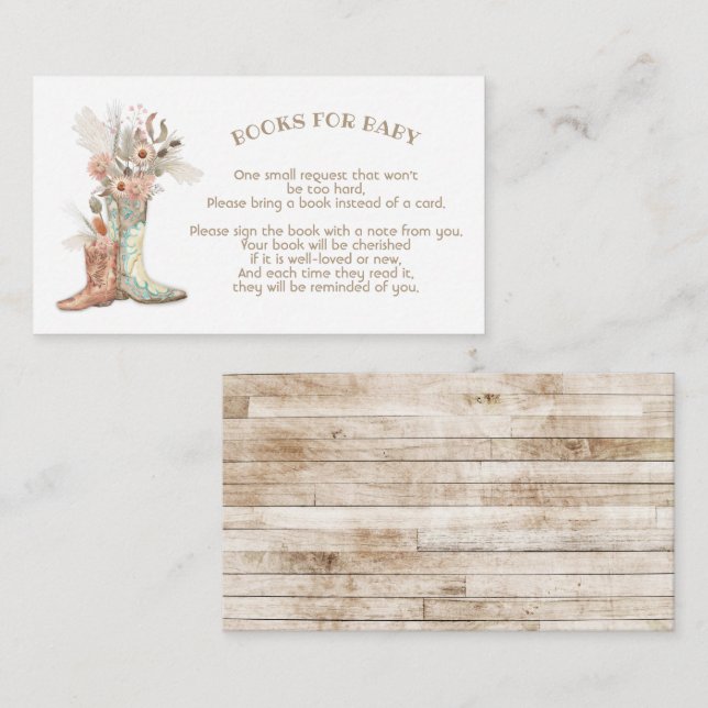 Cartão De Informações Floral Cowboy Boots Livros para bebê (Frente/Verso)