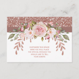 Cartão De Informações Floral de Brilho Rosa