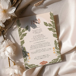 Cartão de Informações Floral de Casamento Verde La