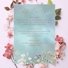 Cartão De Informações Floral de Cor Azul Elegante