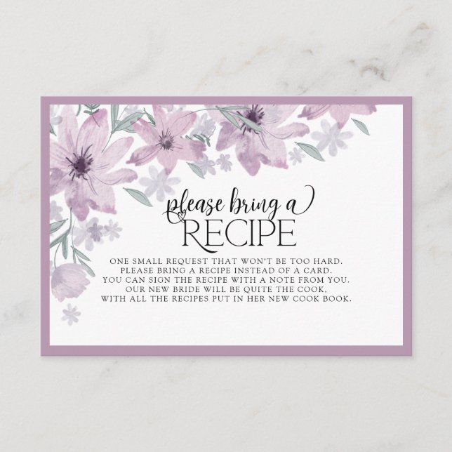 Cartão De Informações Floral de Primavera elegante Traga Uma Receita (Frente)