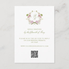 Cartão De Informações Floral Elegance Monogram Crest Wedding