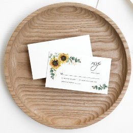 Cartão De Informações Floral Eucalyptus Sunflower Wedding RSVP