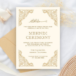 Cartão De Informações Floral Frame e Dourado muçulmano islâmico Mehndi