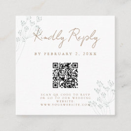 Cartão De Informações Floral Greenery Wedding Scan Code RSVP