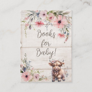 Cartão De Informações Floral Highland Cow Cute Adorável Livros para Bebê