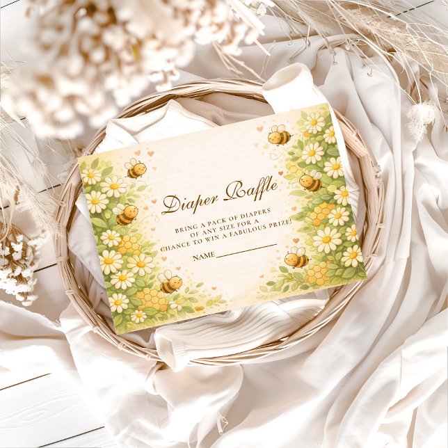 Cartão De Informações Floral Honey Bee Diapper Raffle (Criador carregado)