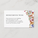 Cartão De Informações Floral Honeymoon Wish<br><div class="desc">Nosso Cartão de Visita de Lua de Honra Floral é a maneira perfeita de compartilhar seu evento alegre! Única e caprichosa, esta placa moderna de cerâmica apresenta impressionantes flores de aquarelas pintadas à mão rústicas, em cores de azul escuro, rosa claro, cor-de-rosa-pincel, amarelo-ouro, vermelho-vibrante e verde-sábio perfeitas para casamentos modernos...</div>