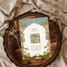 Floral Lotus Oriental QR code RSVP