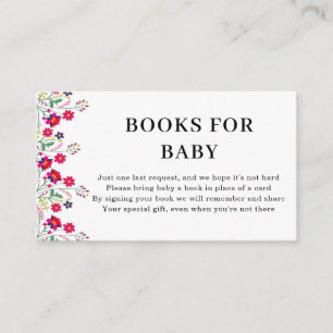 Cartão De Informações Floral Mexicano Livros para Bebê Chá de Bebê