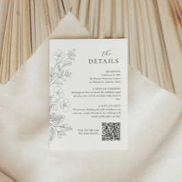 Cartão De Informações Floral Minimalist Wedding Details Enclosure Card