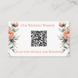 Cartão De Informações Floral Minimalista em Rosa e Branco 