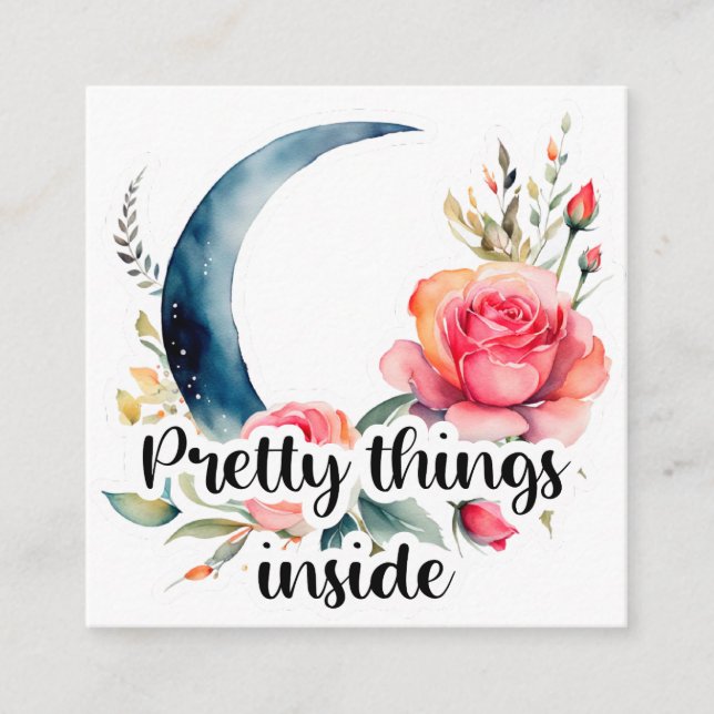 Cartão De Informações Floral Moon Pretty Things Inside Small Business (Frente)