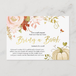 Cartão De Informações Floral Pumpkin Traga um livro Fall Autumn Chá