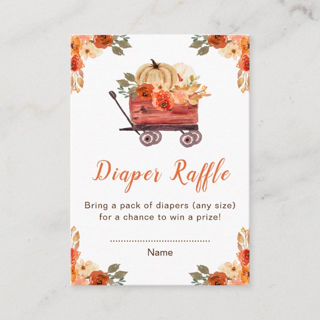 Cartão De Informações Floral Pumpkin Truck Show Fralda Raffle (Frente)