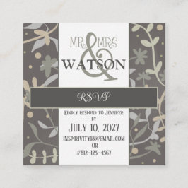 Cartão De Informações Floral Sprigs Moderno Elegante Inspirividade RSVP